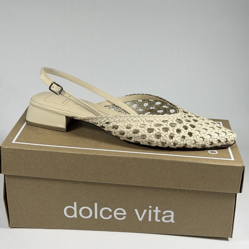 Dolce Vita Size-10M Birdie Off White Woven Slingback Flats